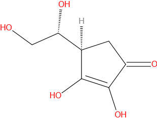 Structuurformule vitamine C - L-ascorbinezuur